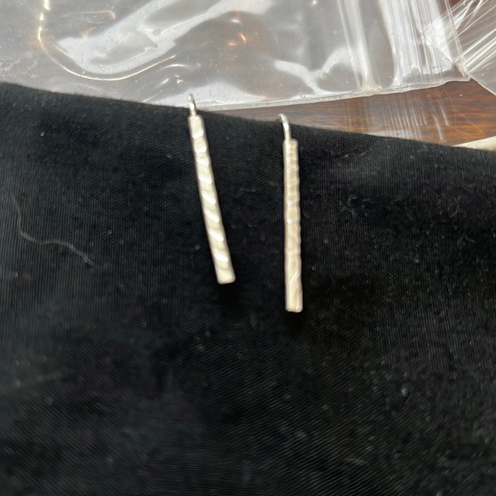 Silver bar drop earrings